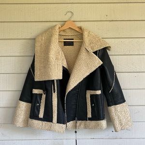 NWT Blank NYC Vegan Leather Sherpa Heavy Coat
